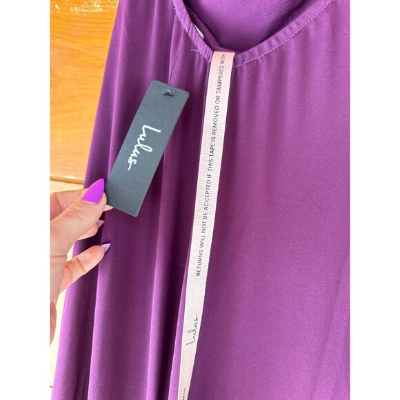 NWT Lulus Maru Plum Purple Long Sleeve One-Shoulder Sash Maxi Dress Gala Size L - Picture 6 of 10